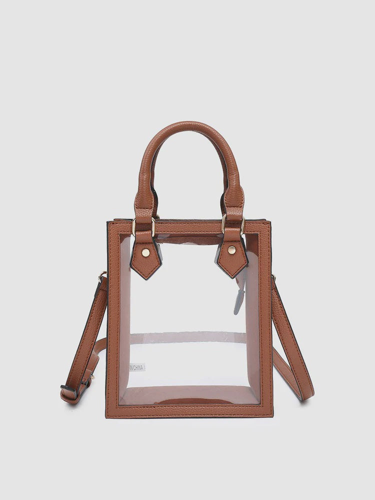 Elise Clear Rectangle Crossbody | Brown