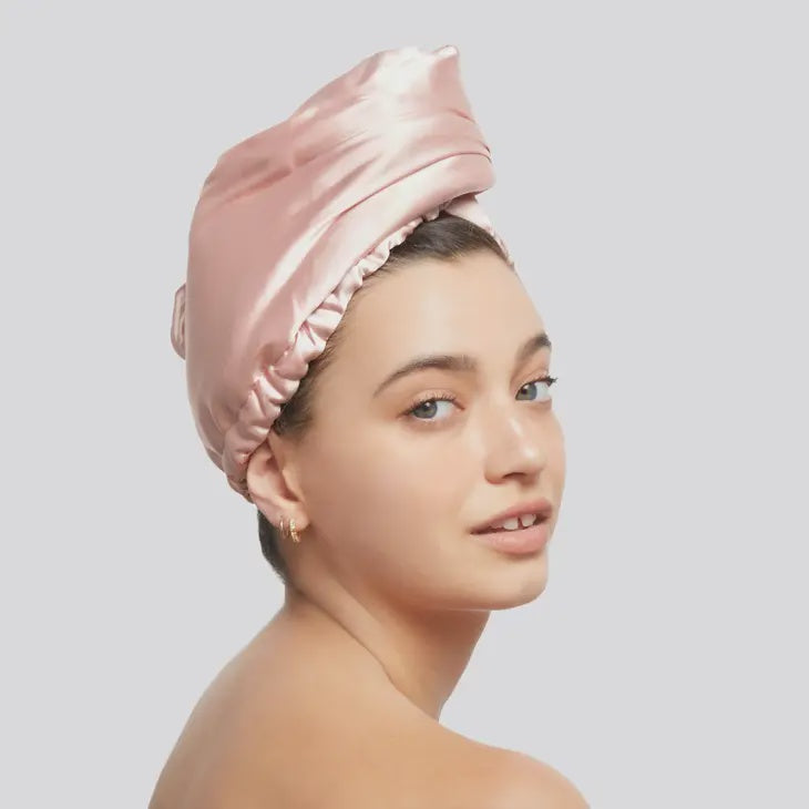 Satin Wrapped Hair Towel | Blush